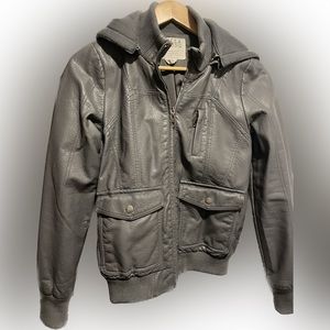 Billabong Grey faux leather bomber jacket